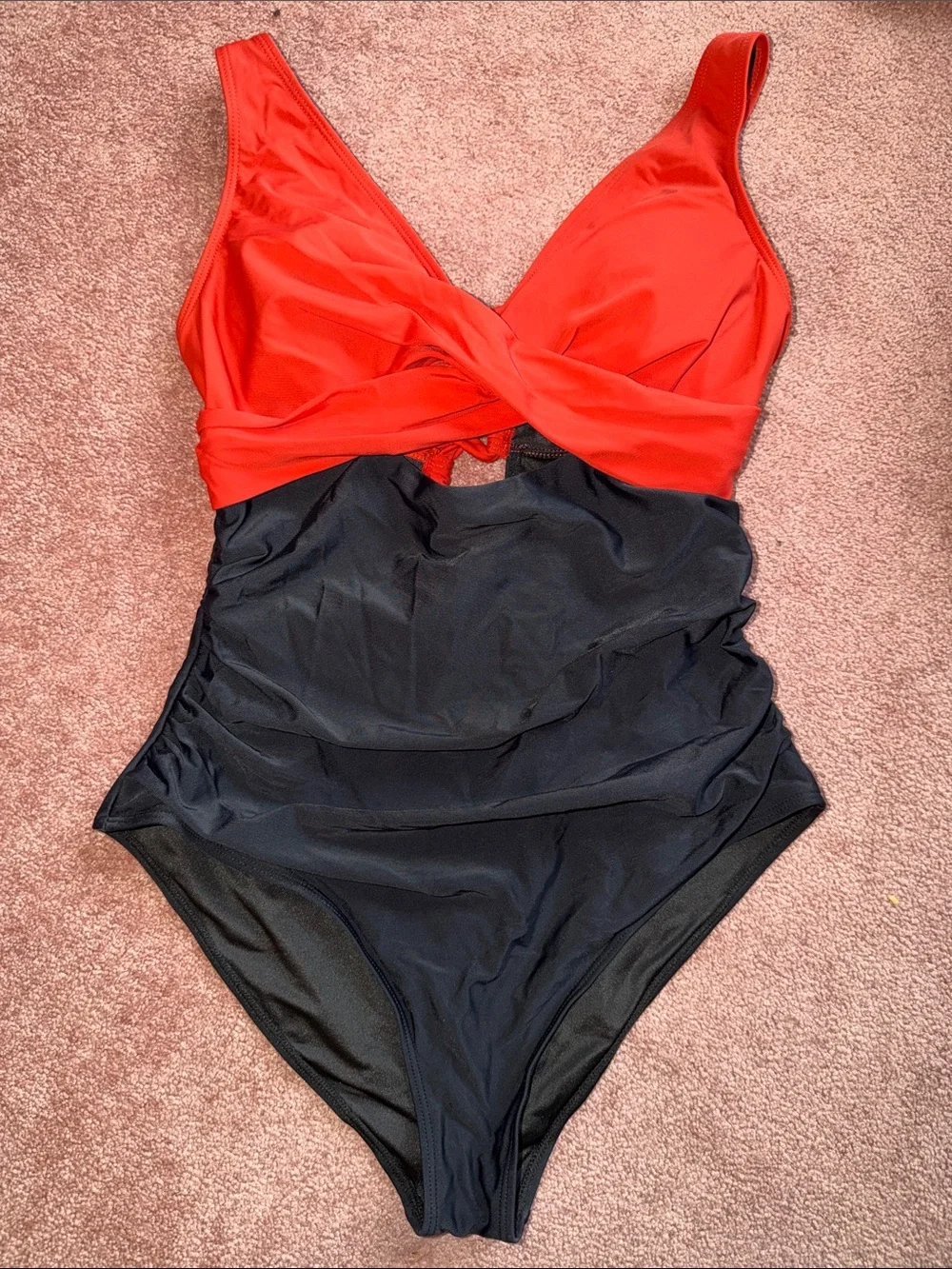 Red & Black One-Piece Swimsuit - Classic Colorblock